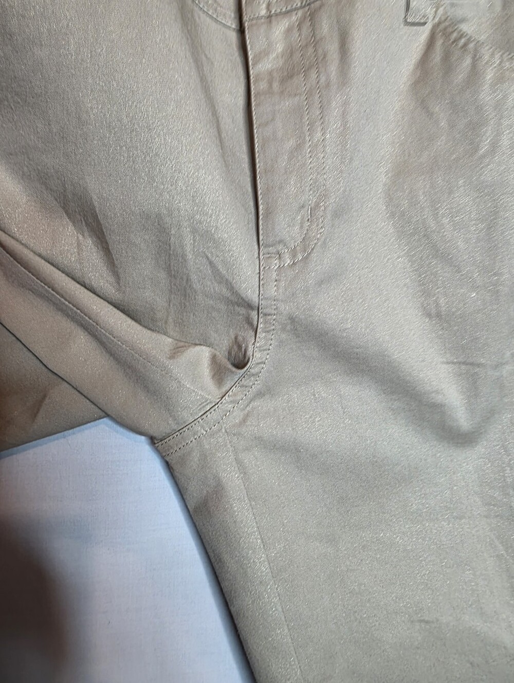 LAFAYETTE 148 Beige Shimmery Straight Leg Pants Cotton Blend Stretch Size 6 - Picture 7 of 11